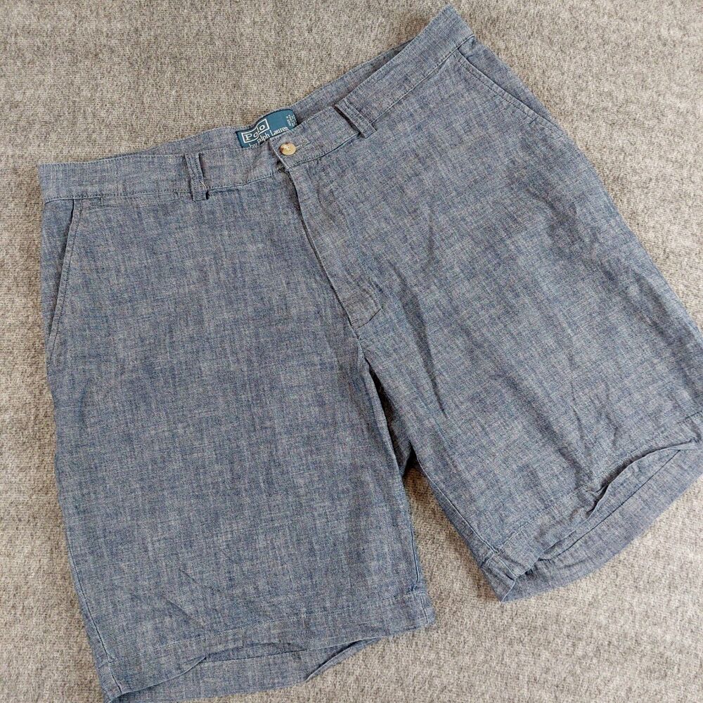 VTG Polo Ralph Lauren Prospect Shorts Men's 36 Blue Chambray